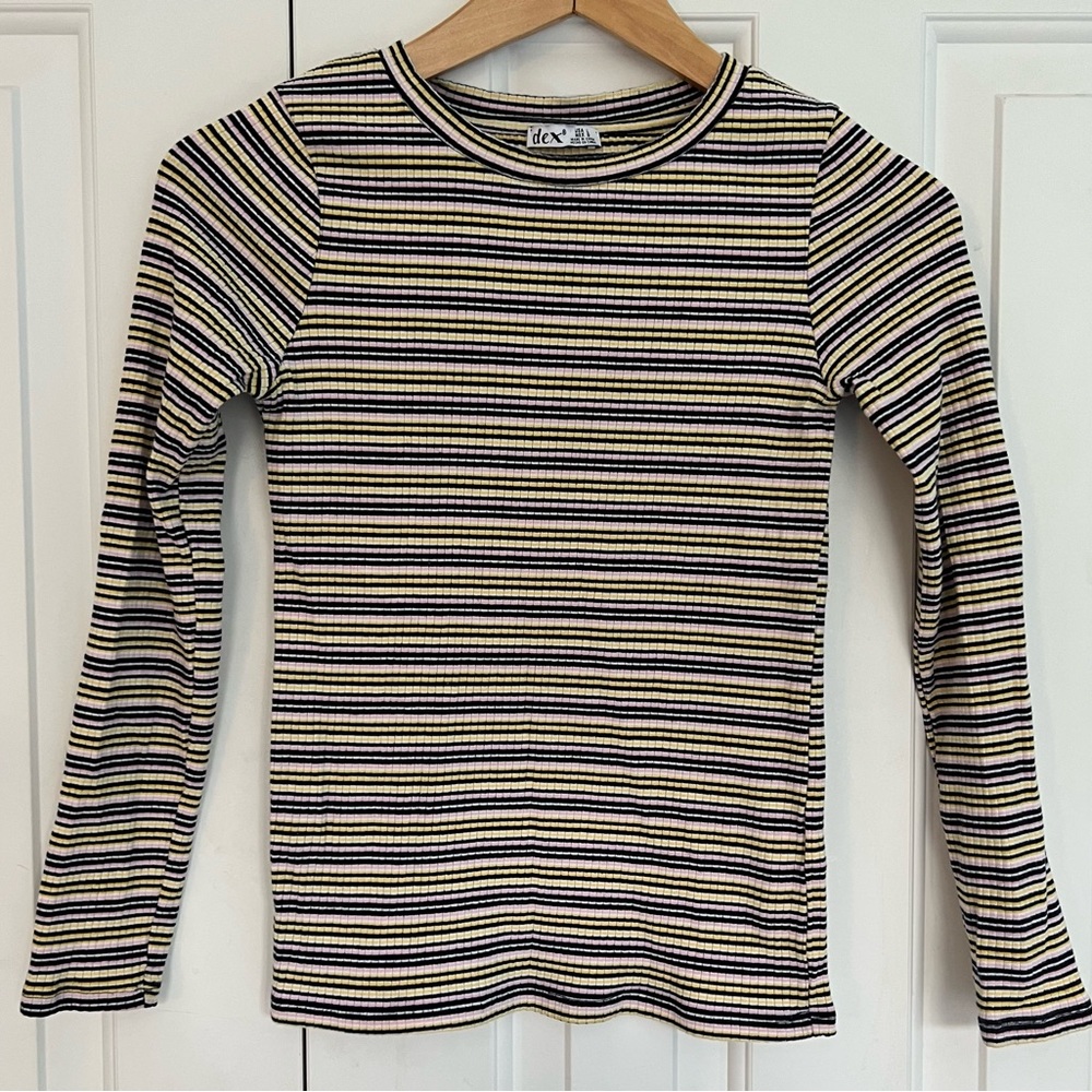 Dex Girls Long Sleeve Striped Top, Size Large